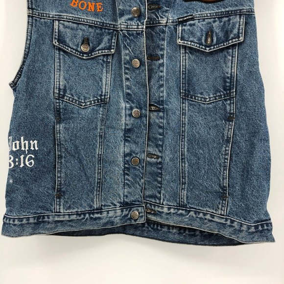 Harley-Davidson Blue & Yellow Classic Denim Vest | Made in USA - Picture 8 of 8